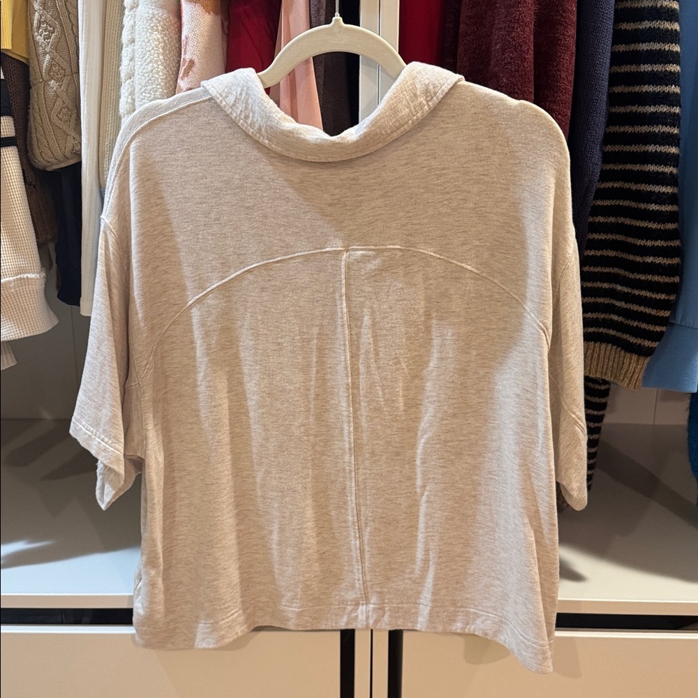 ATHLETA Westwood Oatmeal Oversized Crop V-Neck Top - Picture 5 of 8